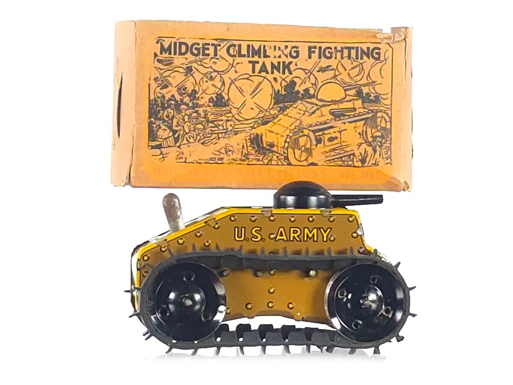 Lot 554: Mid-1930s Marx Midget Climbing Fighting Tank Version #3 Boxed