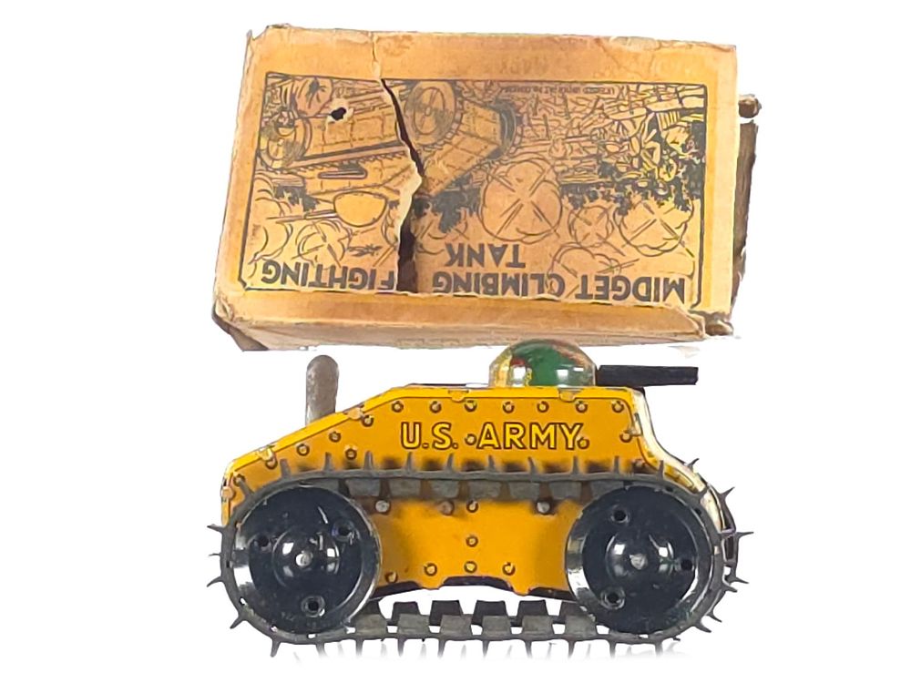 Lot 558: Mid-1930s Marx Midget Climbing Fighting Tank Version #3 Boxed