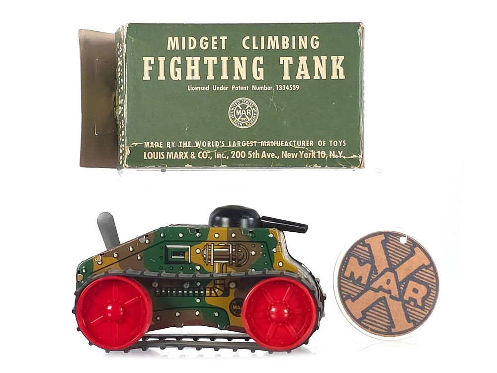 Lot 565: 1950s Marx Midget Climbing Fighting Tank Version #5 Boxed