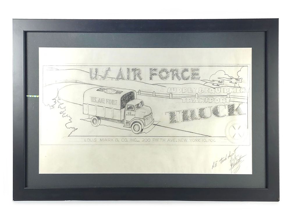 Lot 575: Marx 1950s Concept Box Artwork Professionally Framed
