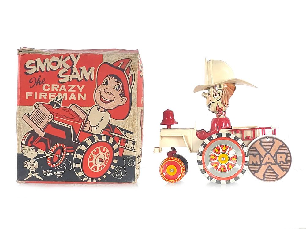 Lot 579: Marx 1950s Smokey Sam the Wild Fireman Rare U.K. Version Boxed