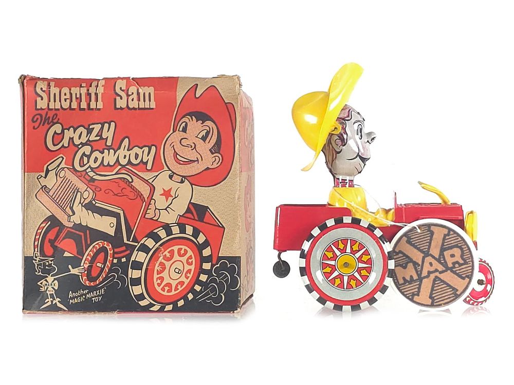 Lot 580: Marx 1950s Sheriff Sam the Crazy Cowboy Rare U.K. Version Boxed