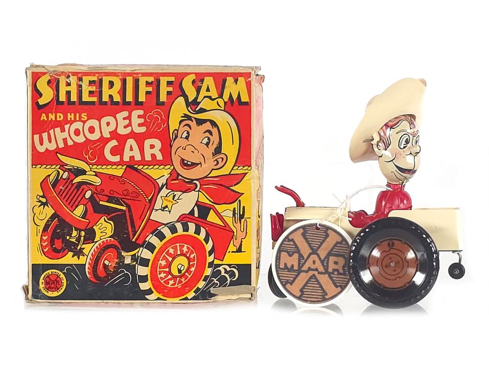 Lot 581: Marx 1950s Sheriff Sam and His Whoopee Car Boxed
