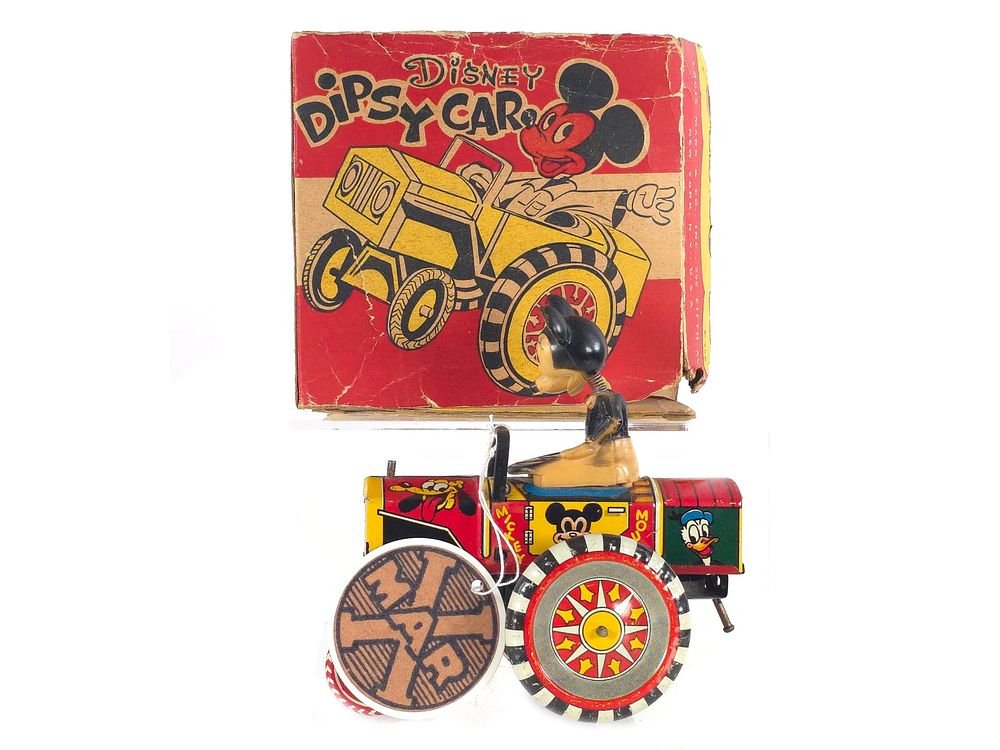 Lot 590: Marx 1953 Mickey Mouse Disney Dipsy Car, Boxed