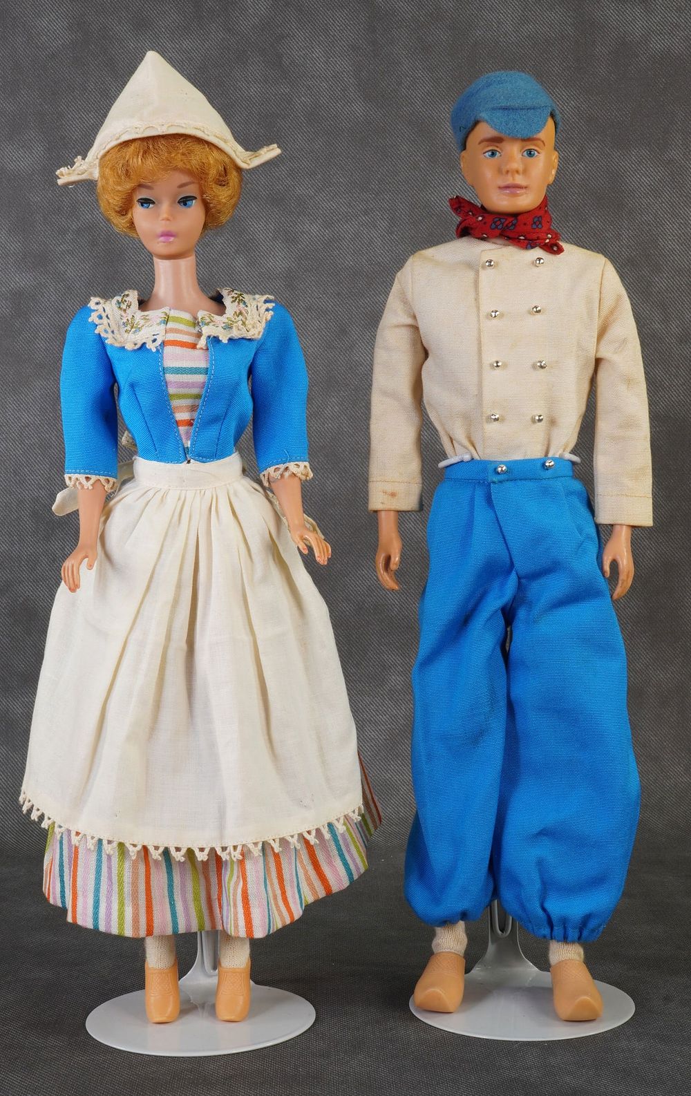 Lot 152: Vintage Mattel Blonde Bubble Cut Barbie and Ken Dolls in Holland Costumes