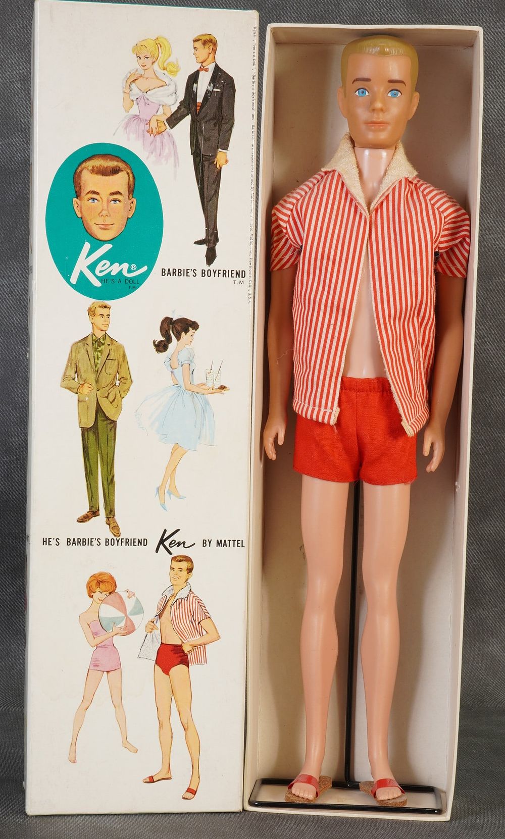 Lot 163: Vintage Ken Doll with Molded and Painted Blonde Hair with Ken Box