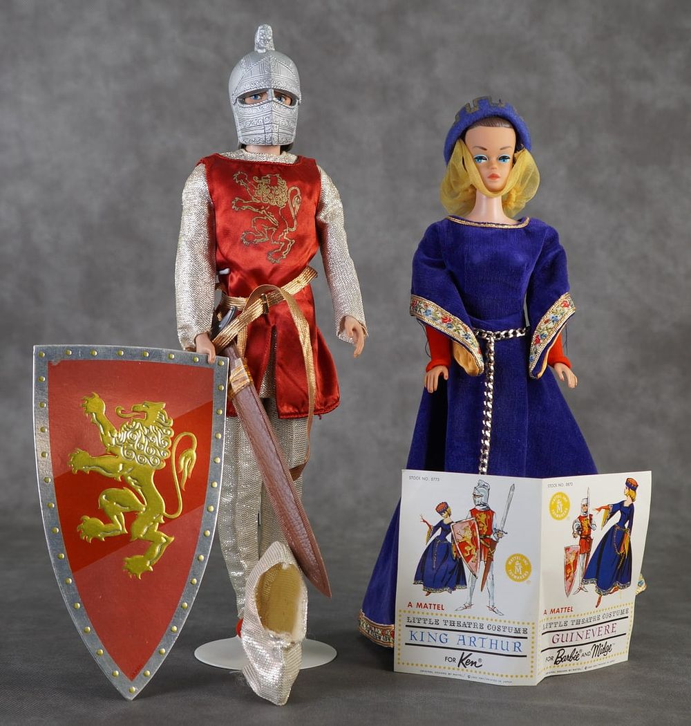 Lot 168: Vintage Fashion Queen Barbie Guinevere and Ken King Arthur Dolls