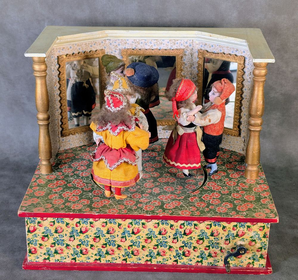 Lot 127H: c. 1890 German Hand Wind Mechanical Toy Dancing Couples by Zinner & Sohne