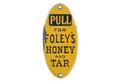 Pull for Foley's Honey & Tar Single-Sided Porcelain Door Pull. This is a scarce antique 