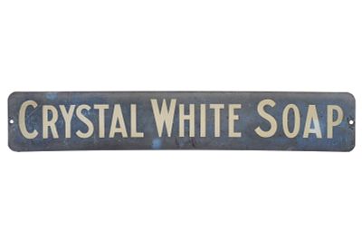 Crystal White Soap Single-Sided Porcelain Laundry Sign 19". A very scarce single-sided porcelain 