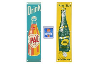 (3) Porcelain Soda Advertising Items Pal Ade/Korker/Smile. A nice porcelain soda advertising set 
