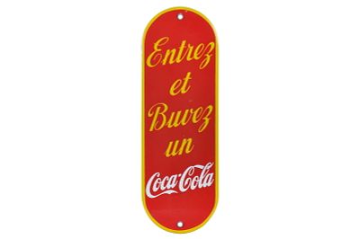 French "Entrez et Buvez un Coca-Cola" Porcelain Door Push. French "Entrez et Buvez un Coca-Cola" 