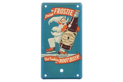 "Drink Frostie Old Fashion Root Beer" Porcelain Door Push Sign. This is a single-sided porcelain 