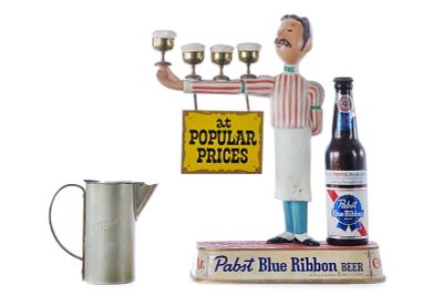 Pabst Blue Ribbon Beer Bar Advertising Display & Revere Tapster. This is a vintage 1950s–1960s 