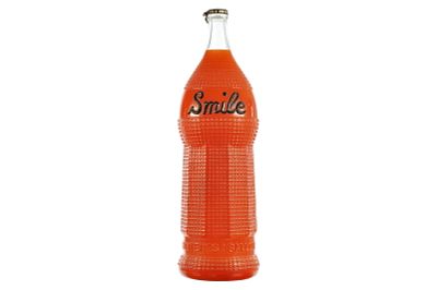 Large Glass Advertising Smile Soda Bottle. An impressive large glass advertising Smile soda 