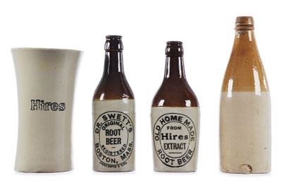 (4) Hires, Dr. Swett's & Murray Glasgow Stoneware. A great small grouping of empty vintage 