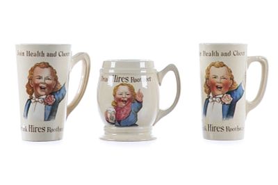 (3) Hires Root Beer Advertising Mugs Villeroy & Boch Germany. A funky set of three stoneware 