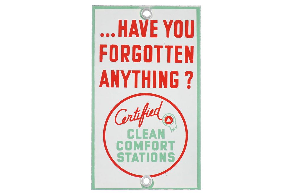 Lot 152: Associated Certified Clean Comfort Stations Porcelain Sign