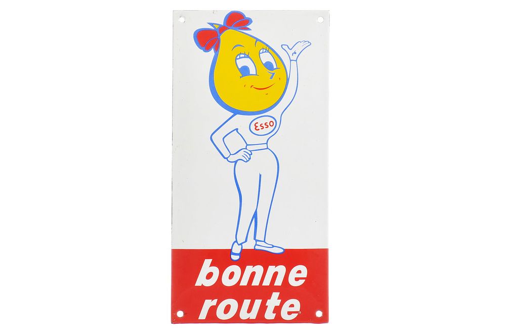 Lot 156: Esso Bonne Route Oil Drop Girl French Door Push