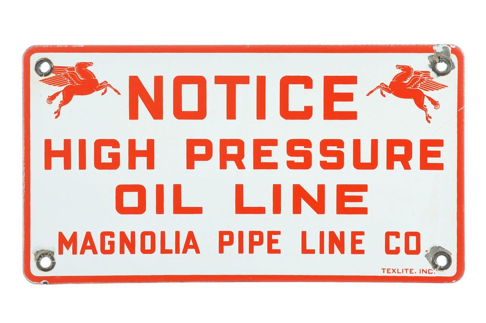 Lot 165: Mobiloil Magnolia Pipe Line Co. SSP Sign