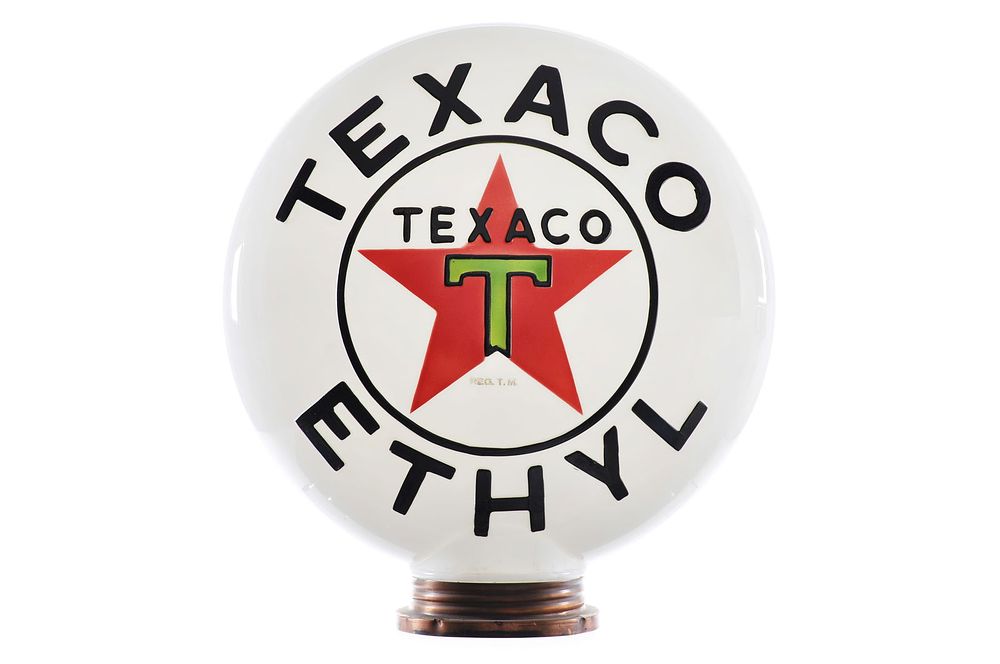 Lot 172: Texaco Ethyl OPC Milk Glass Gas Pump Globe
