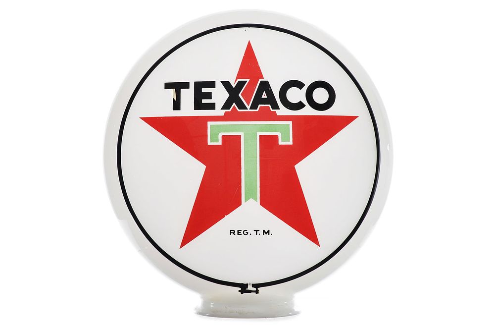 Lot 173: Texaco 3 pc. Milk Glass Gas Pump Globe