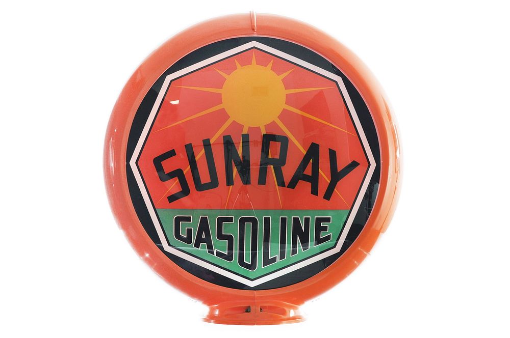 Lot 176: Sunray Gasoline 16" Gas Pump Globe