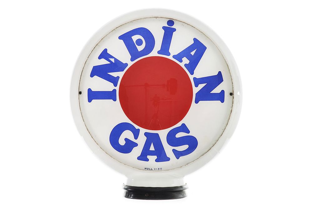 Lot 178: Indian Gas 3 pc. Milk Glass Gas Pump Globe Complete