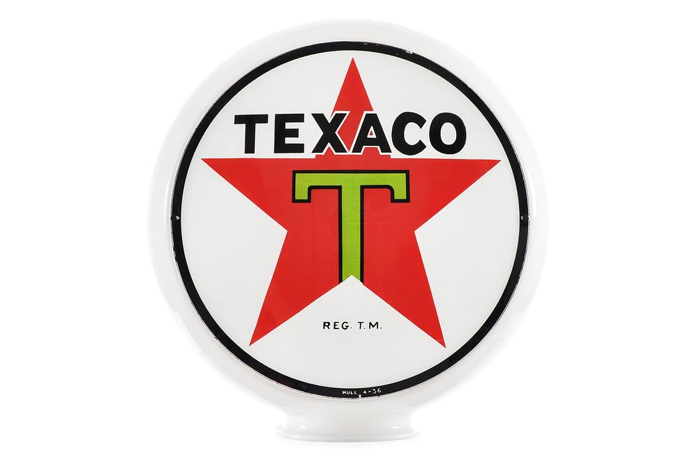 Lot 180: Texaco 3 pc. Milk Glass Gas Pump Globe