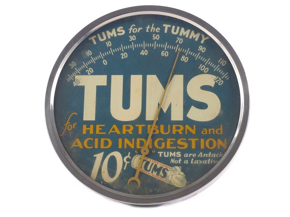 Lot 187: "Tums for the Tummy" Advertising Thermometer