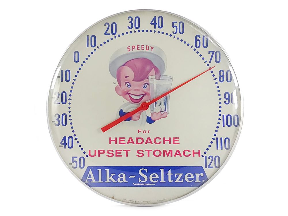 Lot 194: 1950s Vintage Alka-Seltzer Thermometer 12"