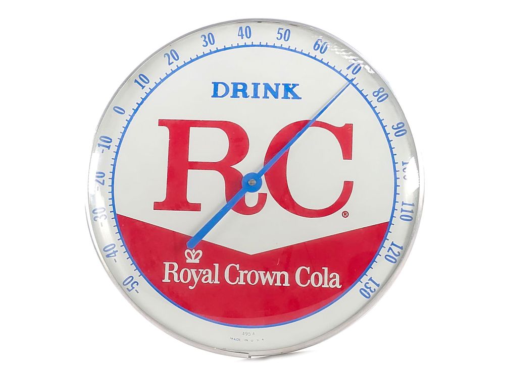 Lot 196: Rare Vintage Royal Crown Cola Thermometer 12"