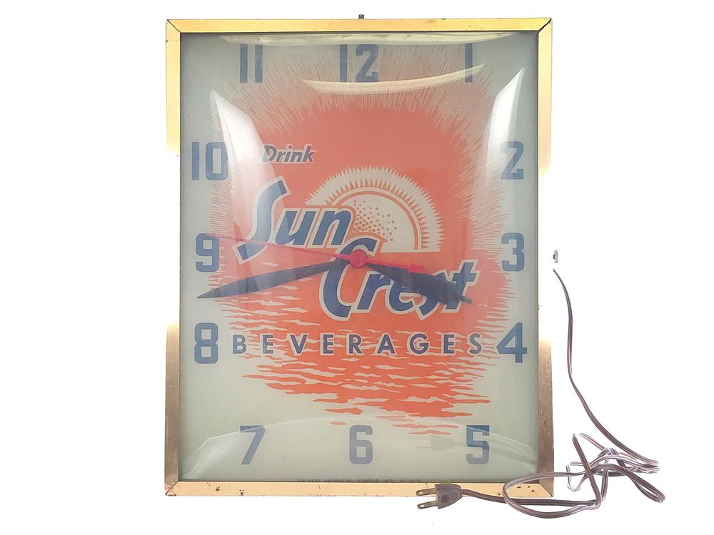 Lot 202: Drink Sun Crest Beverages Electric Clock 16"