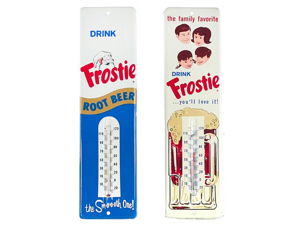 Lot 207: (2) Vintage Frosty's Advertising Thermometers 12"