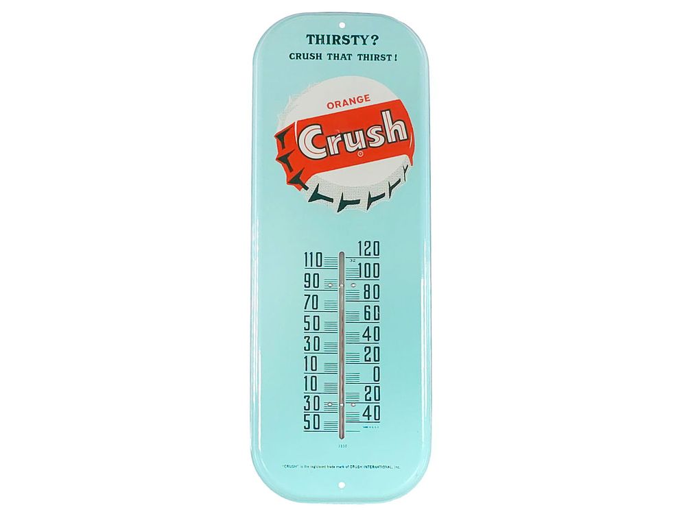 Lot 210: Vintage Orange Crush Advertising Thermometer 16"