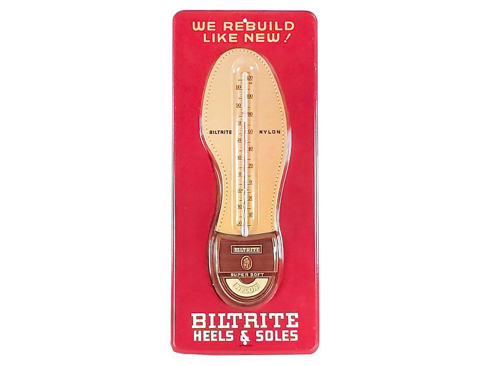 Lot 211: Biltrite Heels & Soles Advertising Thermometer 13"