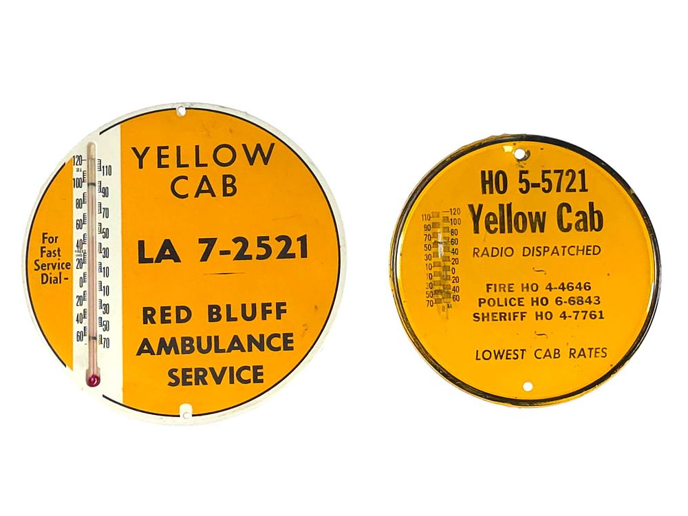 Lot 220: (2) Yellow Cab Advertising Thermometers