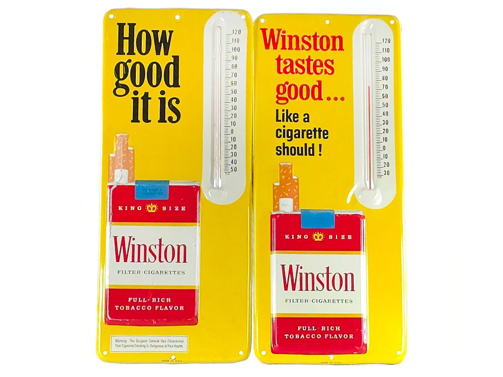 Lot 222: Winston Cigarettes Advertising Thermometer 13"