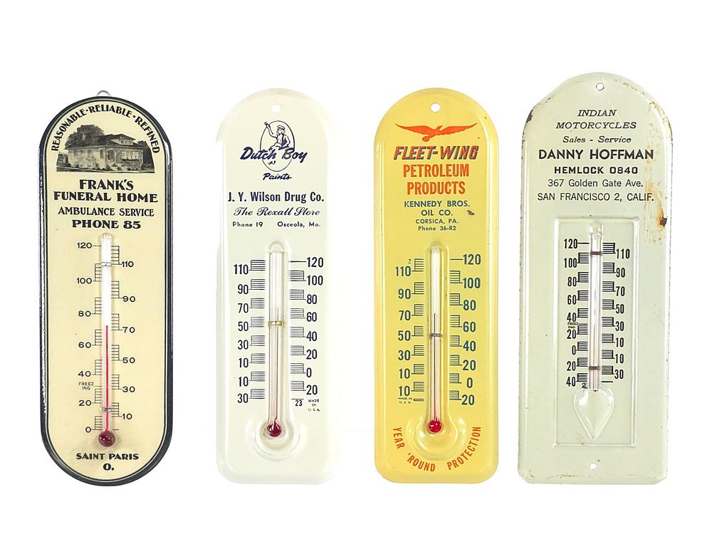 Lot 229: (4) Advertising Thermometers Assorted