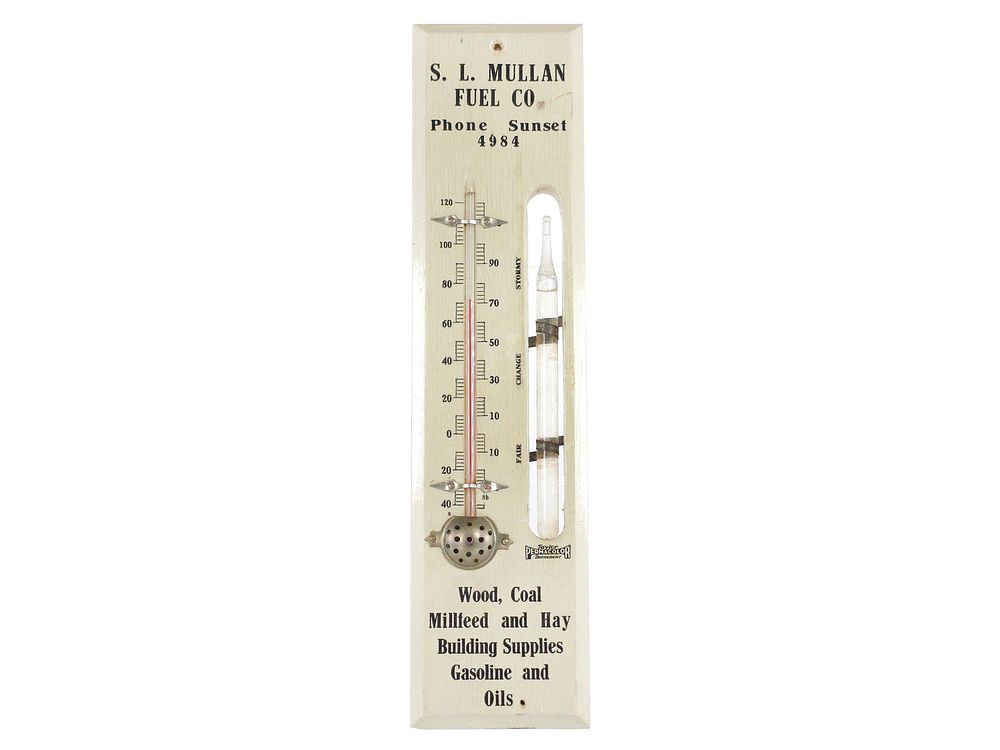 Lot 230: S.L. Mullan Fuel Co. Advertising Thermometer 12"