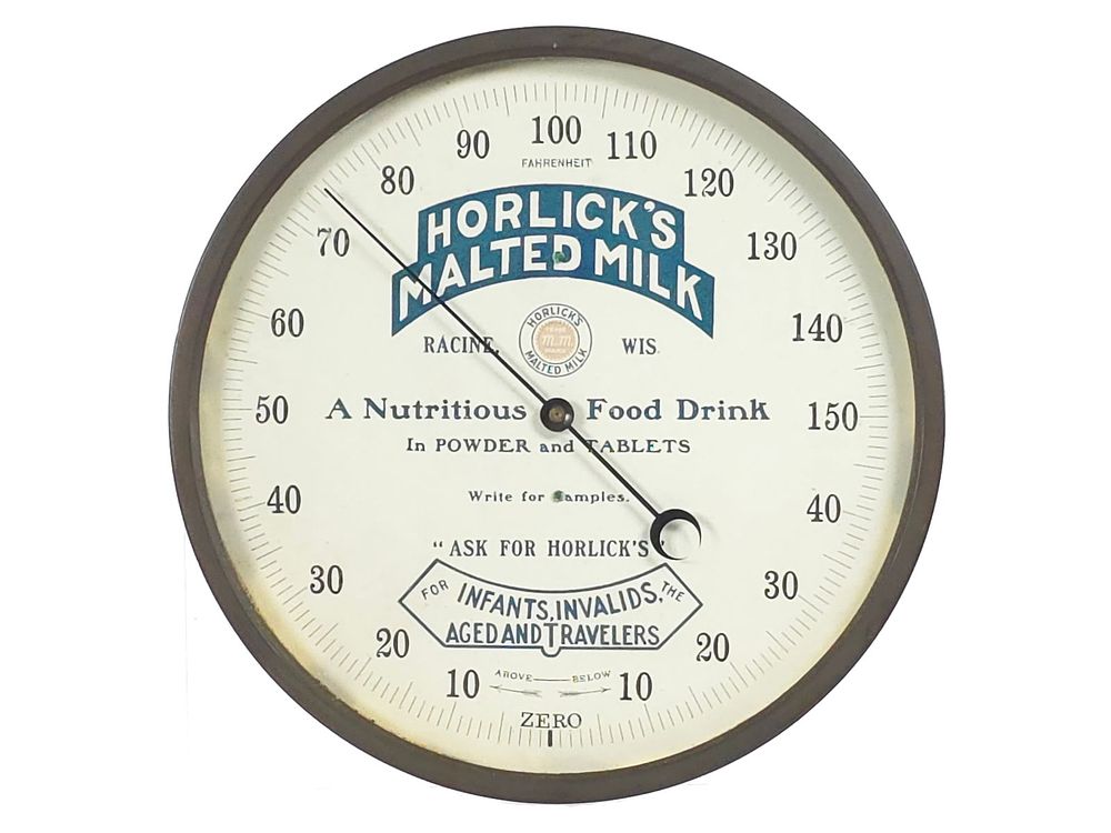 Lot 235: Horlick's Malted Milk Advertising Thermometer 9"