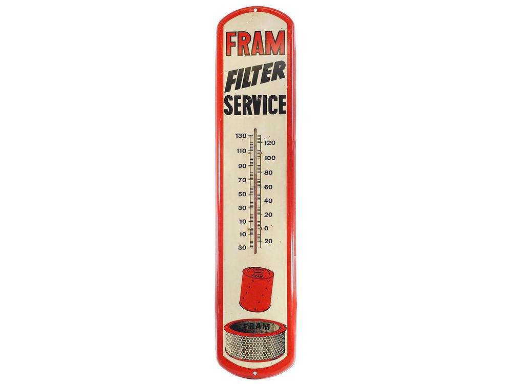 Lot 239: Fram Filter Service Advertising Thermometer 38"