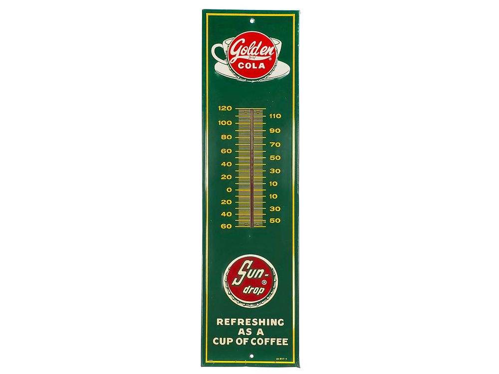 Lot 245: Sun Drop Golden Girl Cola Advertising Thermometer 27"
