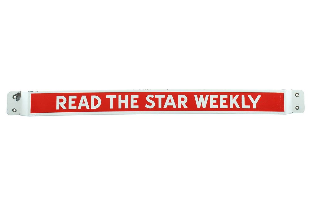 Lot 345: Read the Star Weekly Double-Sided Porcelain Door Push