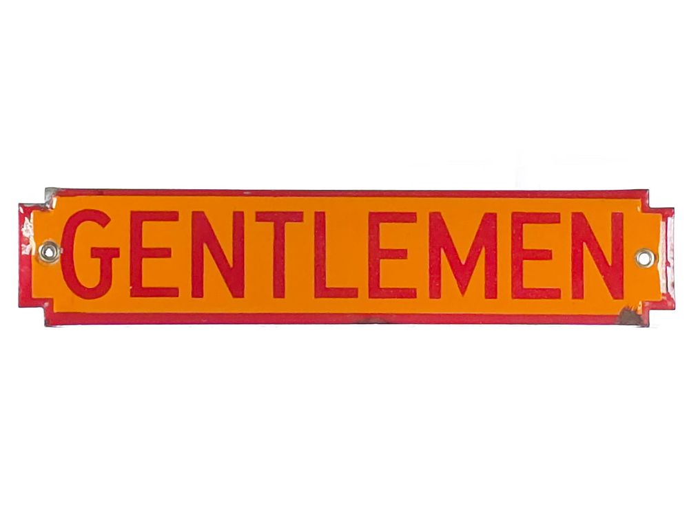 Lot 406: Shell Gentlemen Single-Sided Porcelain Restroom Sign