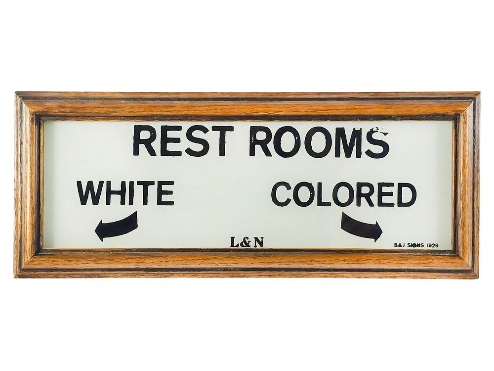 Lot 411: White & Black Bathroom Directional Single-Sided Sign