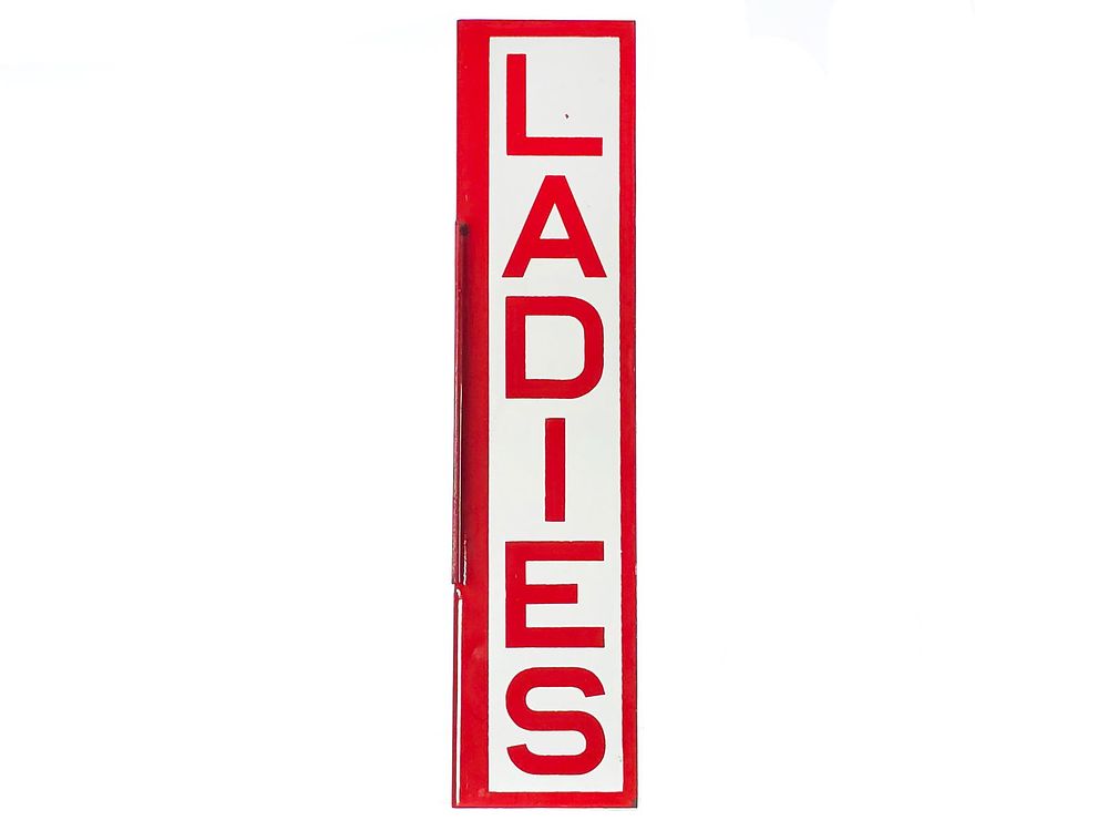 Lot 412: Ladies Restroom Double-Sided Porcelain Sign