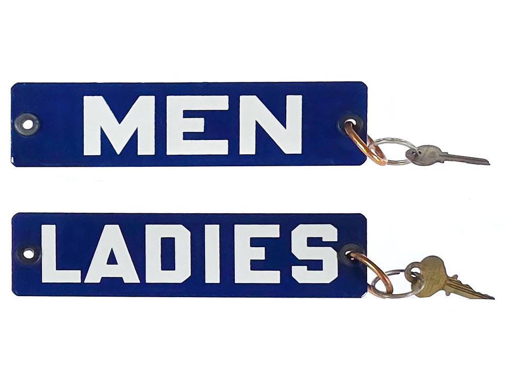 Lot 414: Men & Ladies Porcelain Single-Sided Restroom Key Tags