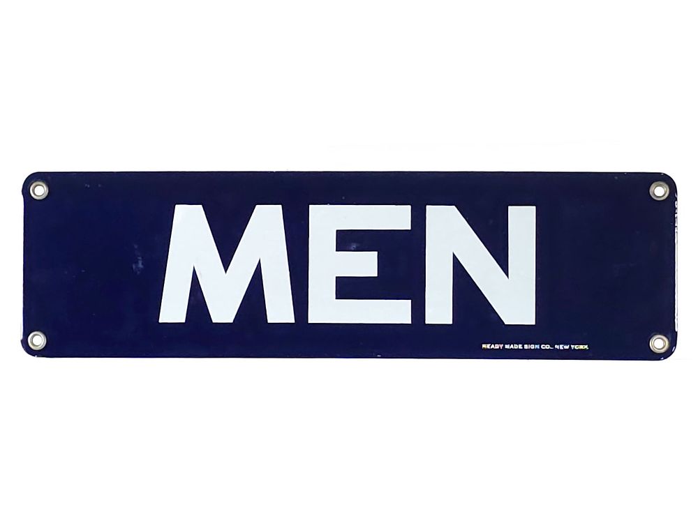 Lot 421: Mens Restroom Single-Sided Porcelain Sign