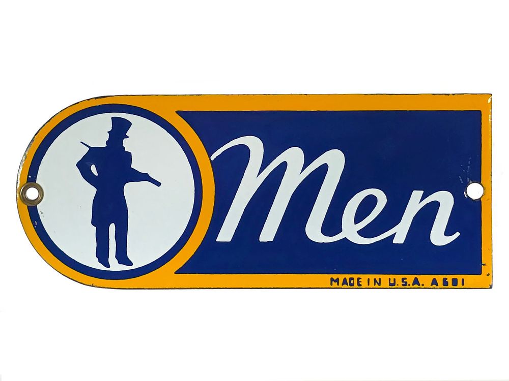 Lot 427: Sonoco Mens Restroom Single-Sided Porcelain Sign